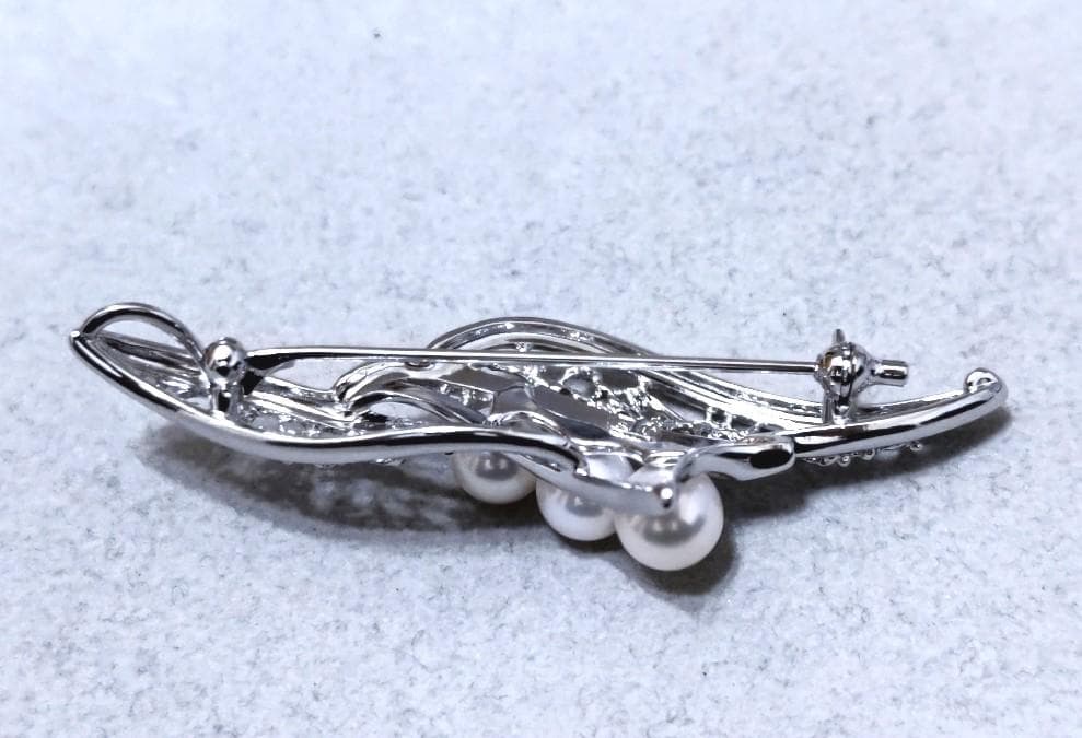 TASAKI 田崎真珠　パール×SILVER　ブローチ　40190