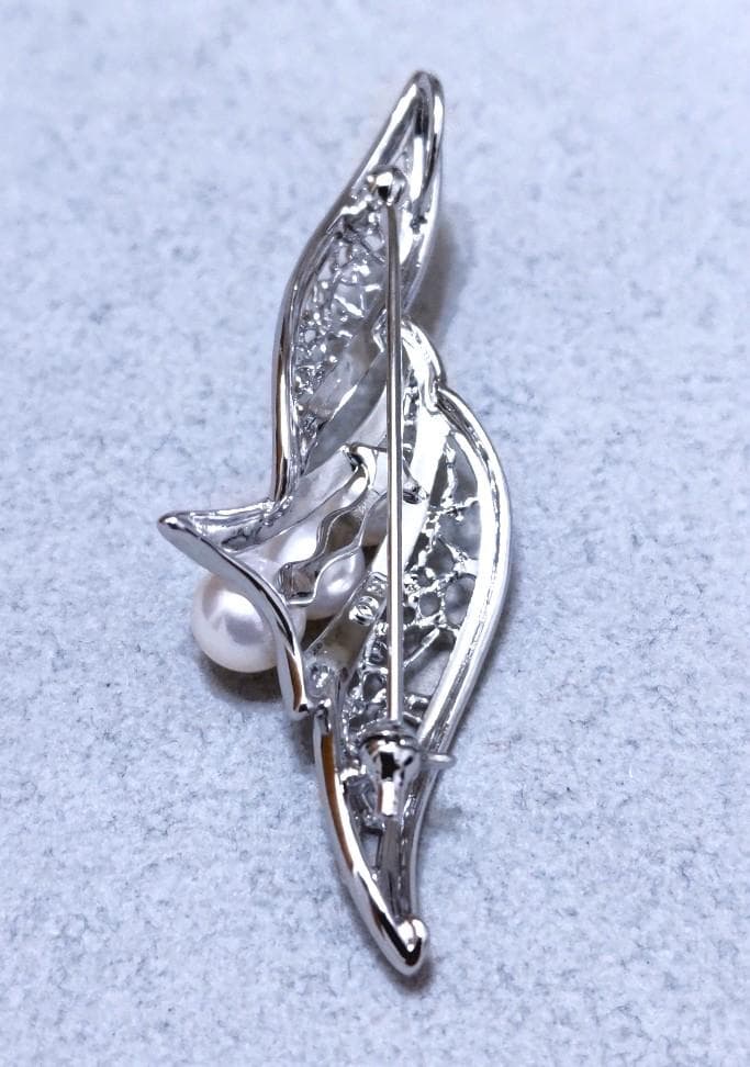TASAKI 田崎真珠　パール×SILVER　ブローチ　40190