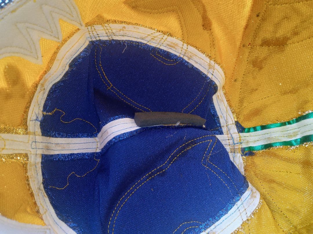 値下げ！スペルデルフィン大阪プロレスロゴサイン入り試合用マスク 金ラメ×青ラメ