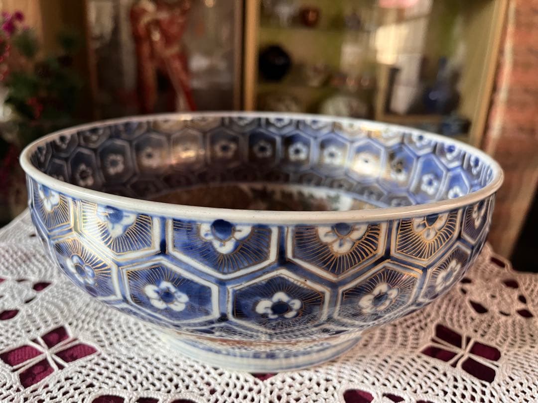 古伊万里 江戸中期 二重高台 骨董品 時代物 色絵