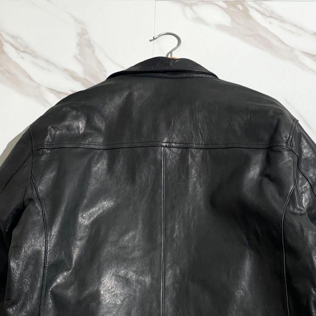 希少サイズ☆バーバリーブラックレーベル ライダース レザージャケット LL