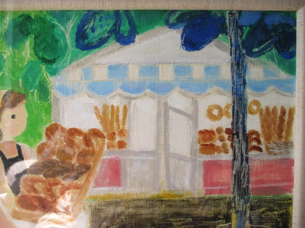 佐々木麻こ 作 「 公園のパン屋さん 」1996年 F4 油彩