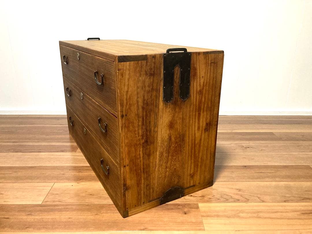 【メンテ済】アンティークの収納棚　サイドボード　ローボード　総桐　引出し3杯