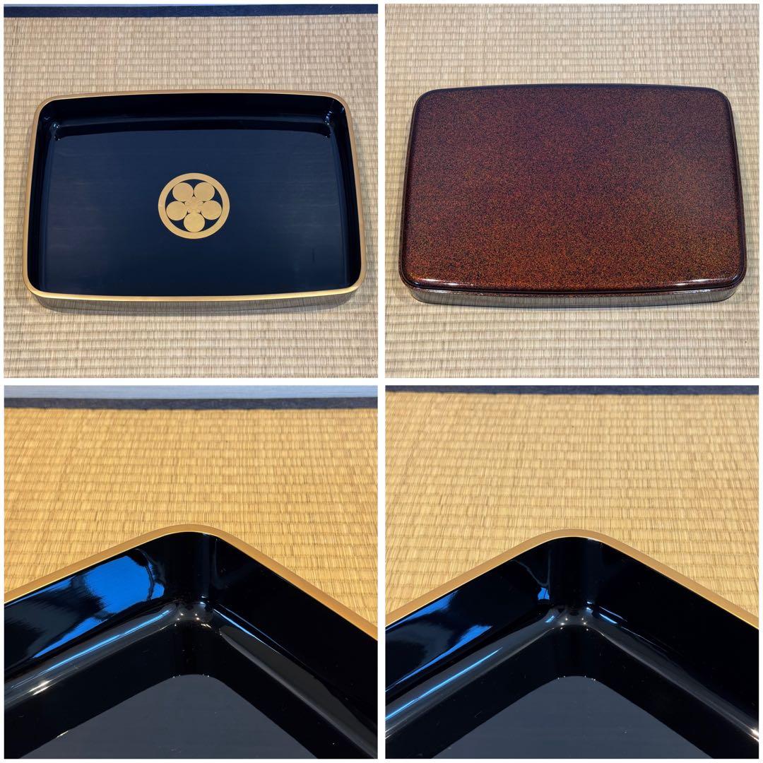 蒔絵師 西塚龍 作 輪島塗 家紋付 梨地 廣蓋 一組 共箱 美品 未使用 祝儀