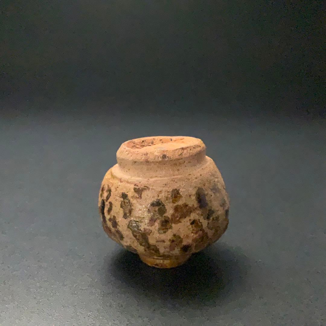 褐釉斑文小壺　タイ　スンコロク　骨董　R1397ダM