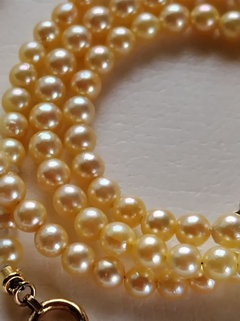 K18 アコヤ真珠ベビーパールネックレス　シャンパンカラー〜ゴールド