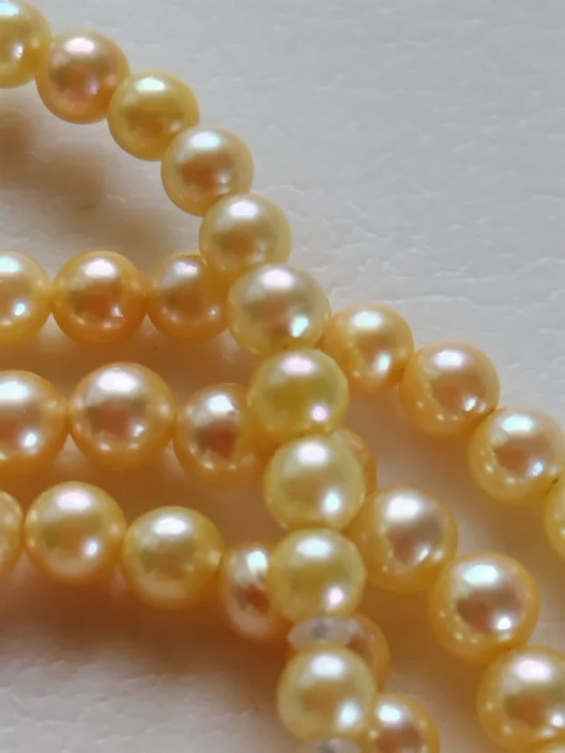 K18 アコヤ真珠ベビーパールネックレス　シャンパンカラー〜ゴールド