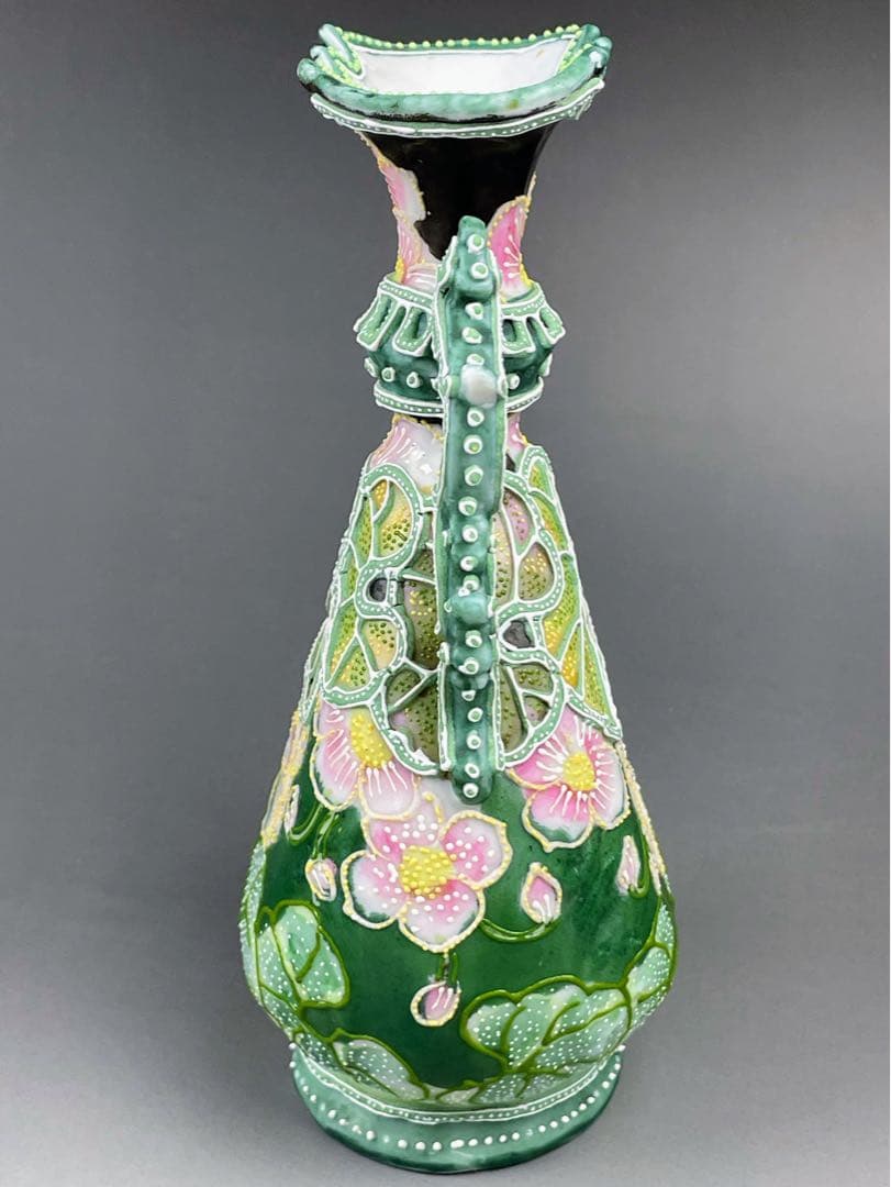 オールドニッポン アールヌーボー 花紋 一陳盛り 花瓶 明治期 里帰り