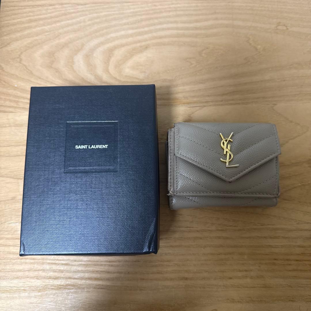 SAINT LAURENT 三つ折り財布 ベージュ