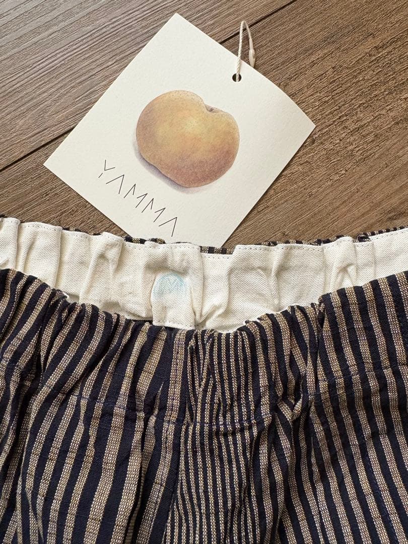 ꕤ新品未使用ꕤヤンマ産業　会津木綿　ダボダボパンツ❶ぼかし縞紺10㎝プラス丈