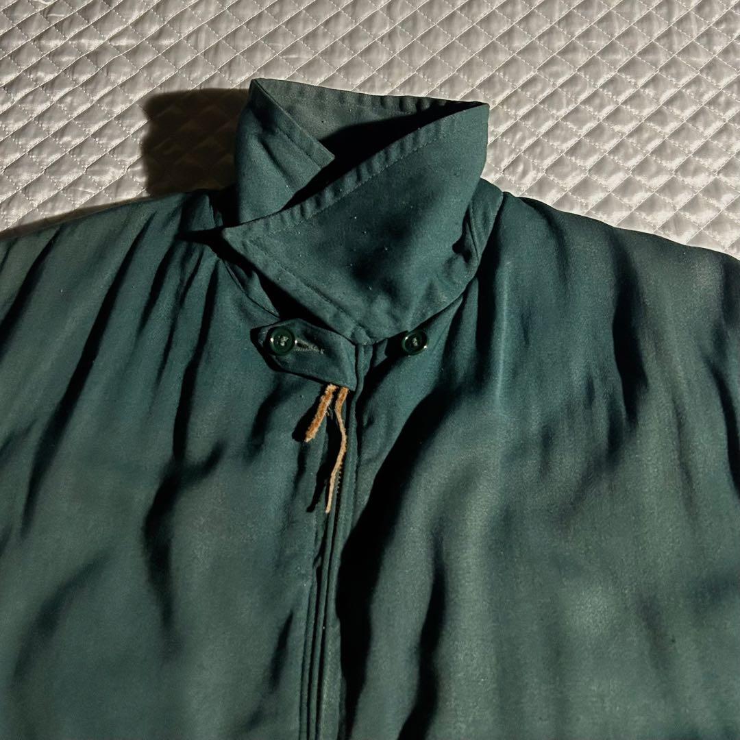 50s VINTAGE USA レーヨンギャバキルティングジップジャケット 中綿