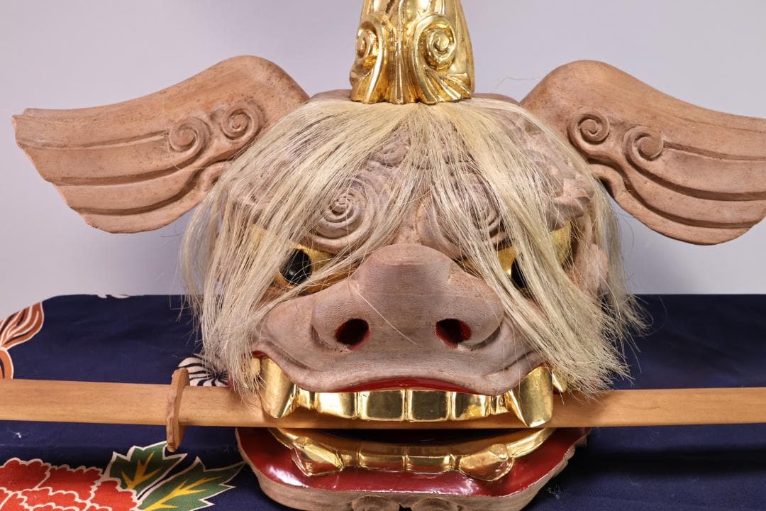 伝統工芸品　特大　郷土民芸品　栄秀作　加賀獅子頭　9寸　置物　共箱　BK109