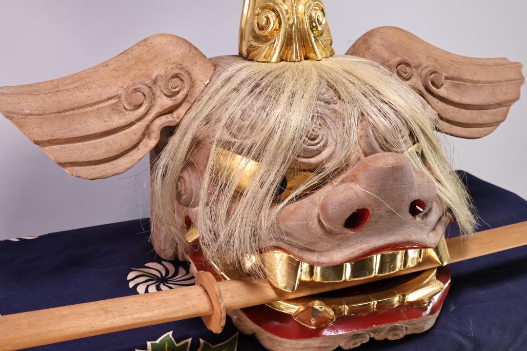 伝統工芸品　特大　郷土民芸品　栄秀作　加賀獅子頭　9寸　置物　共箱　BK109