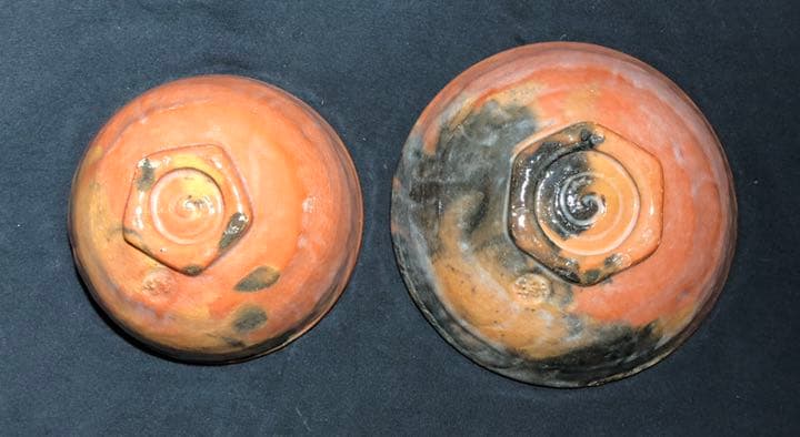 【茶道具】前大徳寺大橋香林書箱 昭楽作 蓬莱茶碗 赤楽茶碗 一双  茶碗A303