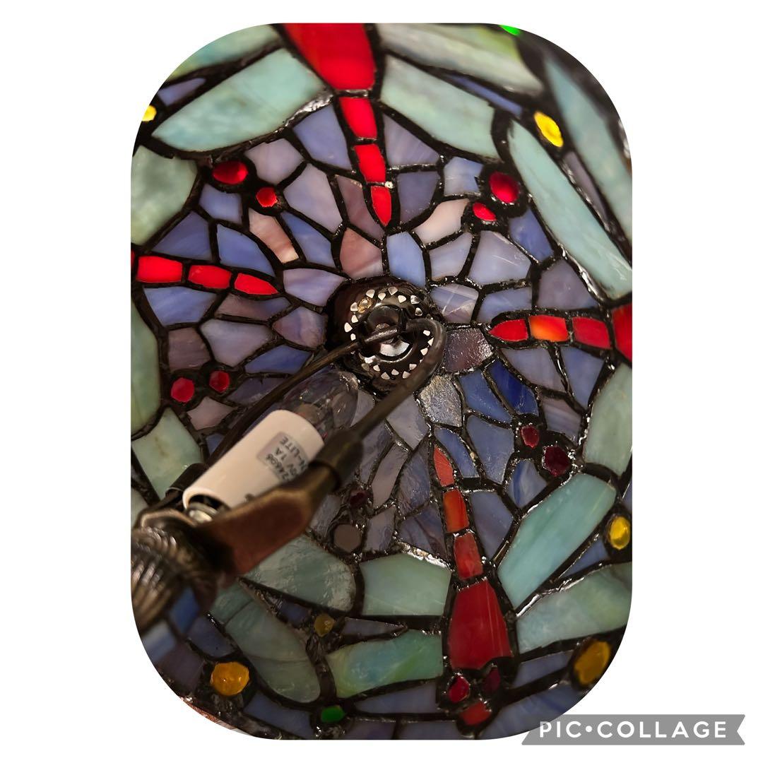 綺麗❣️ステンドグラス　卓上　ランプ　スタンド　トンボ　アンティーク