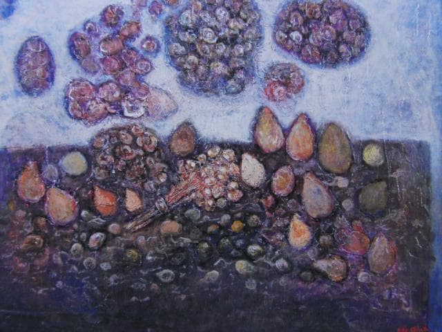 芝田キク、【果卓譜】、希少な画集画、新品高級額・額装付