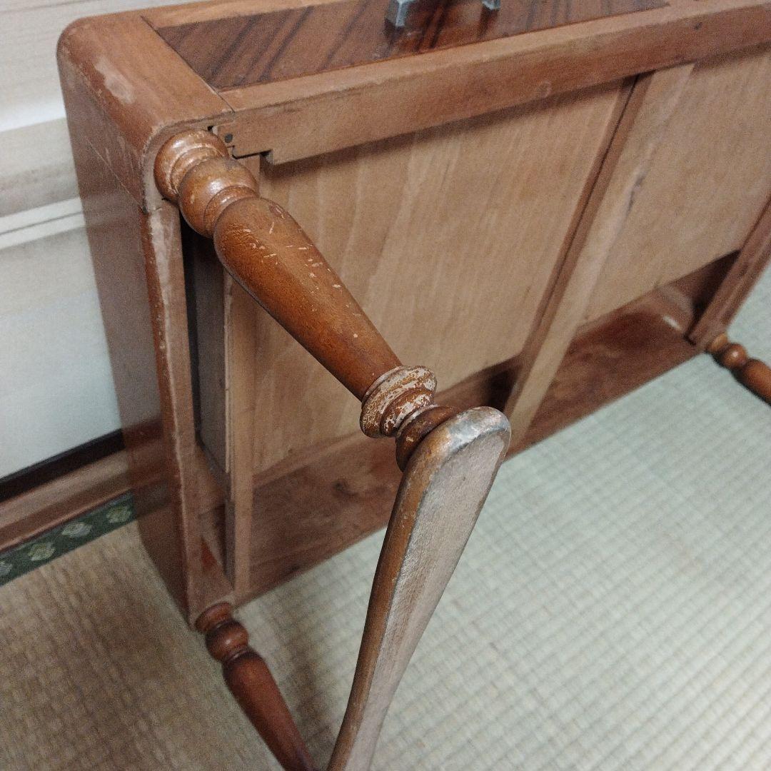 昭和レトロ 木製 ブラウン 文机 引き出し付き