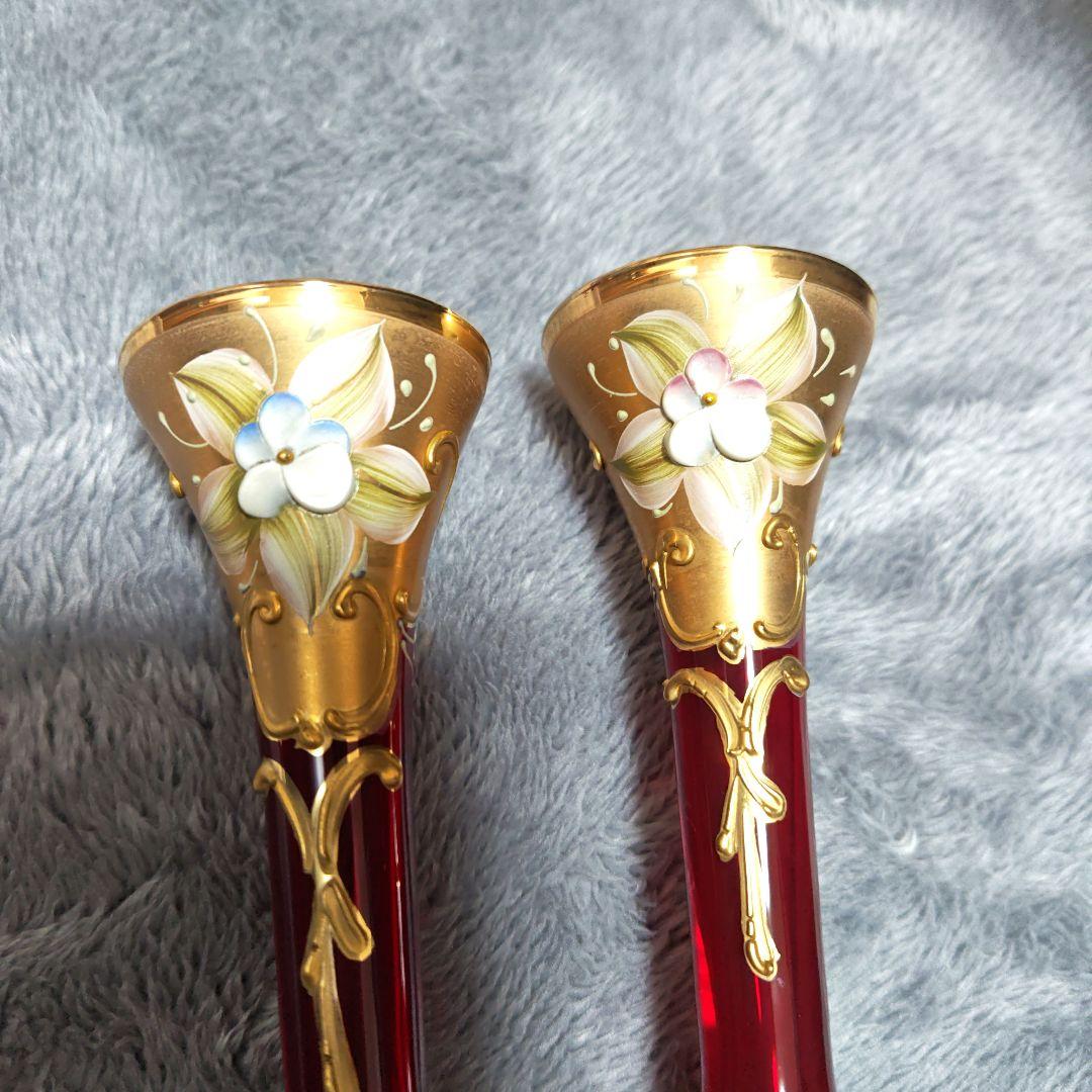 Murano ムラーノ　イタリア製 ベネチアンガラス ペア花瓶　置物　2個セット