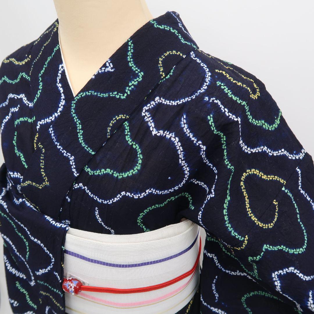 撫子✾m1786＊美品 有松鳴海絞り 綿 手縫い仕立て Sサイズ 高級浴衣