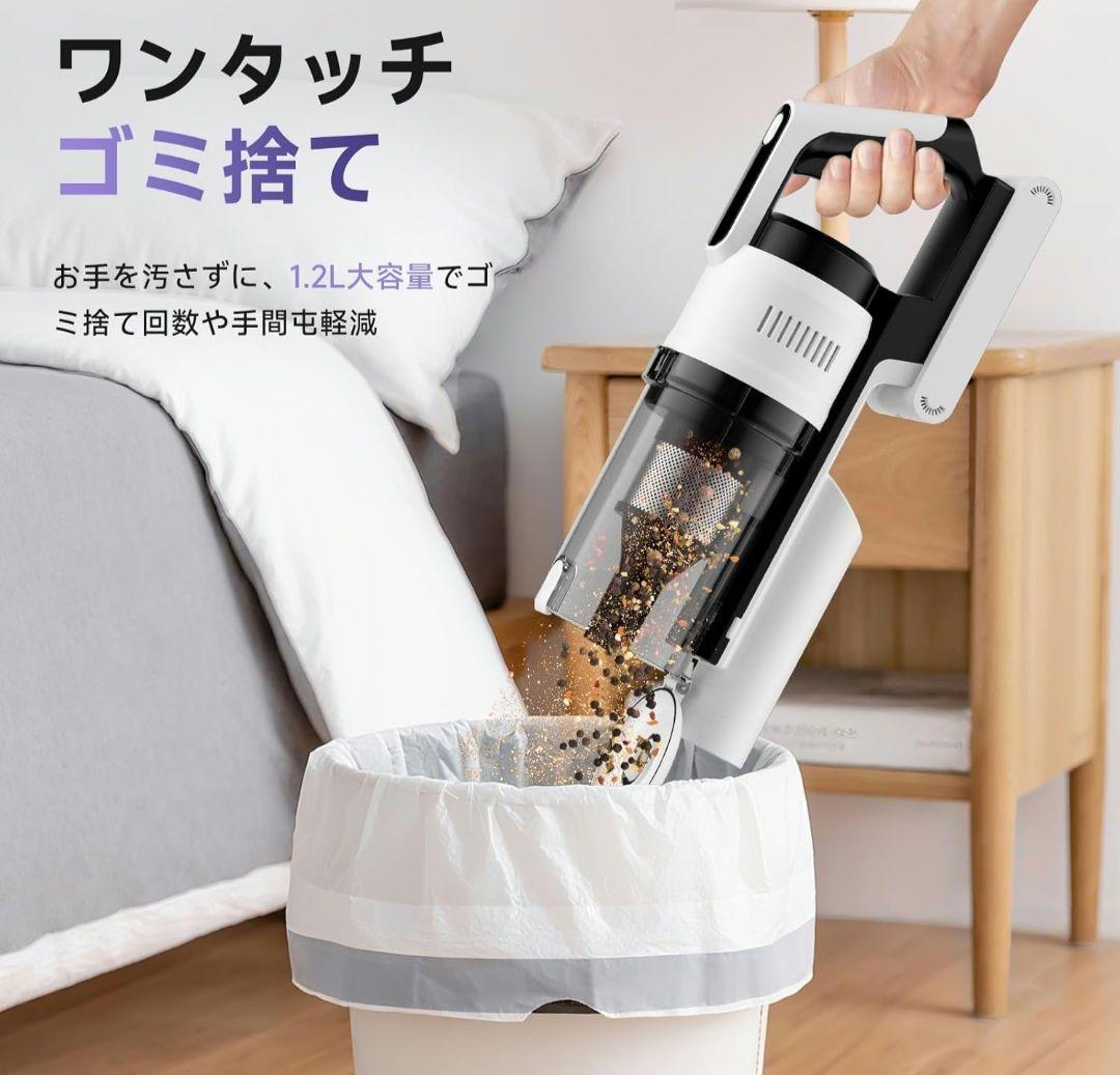 掃除機 コードレス 58kPa強力吸引 55分連続稼働 自立式 パワフル