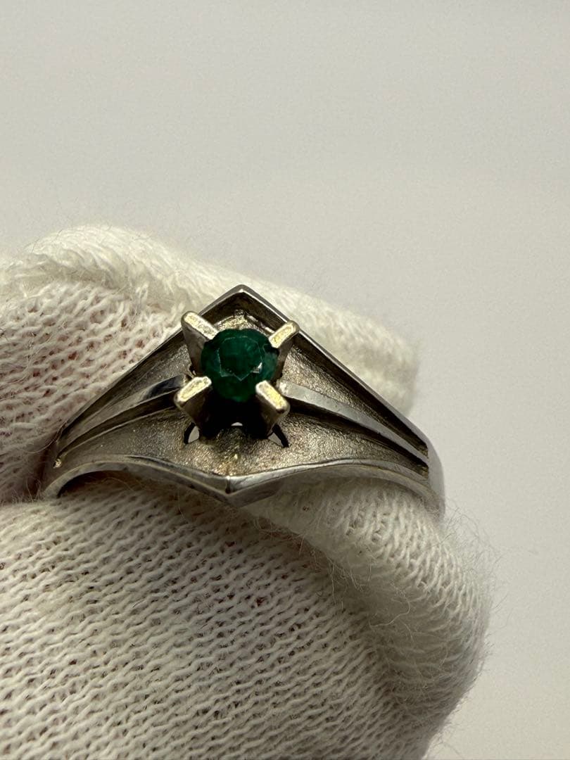 K14WG エメラルド リング　ヴィンテージ　11号