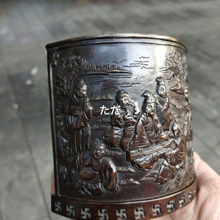 銅器 筆箱 弧筆箱 書道具 文房具 現代工芸品 美術品 置物