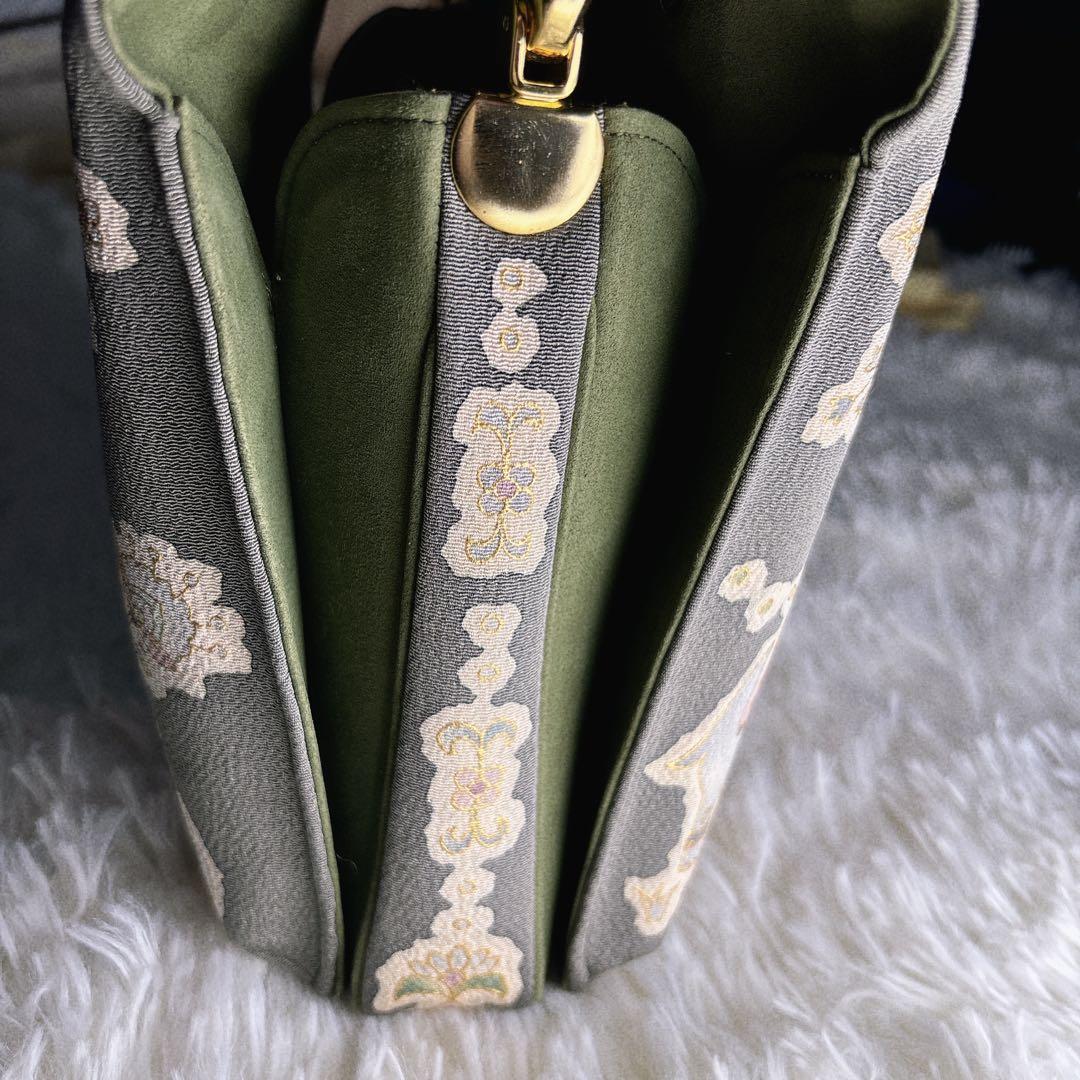 岡重 OKAJIMA オカジマ 京都 ハンドバッグ 和装 刺繍 日本製 絹 象