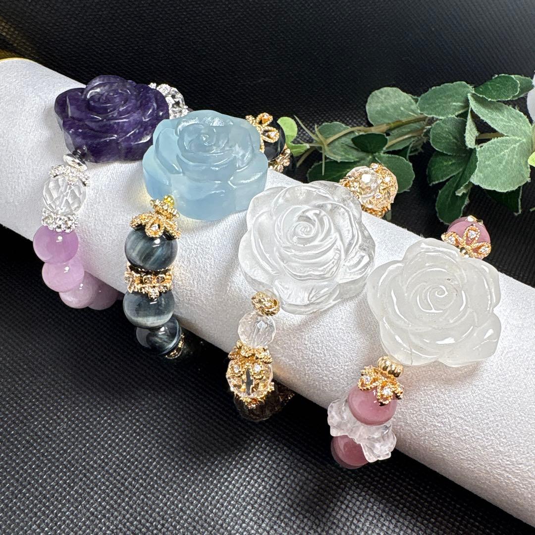 ＊やっちゃん様お取置き＊ミルキークォーツ　薔薇　マダガスカル産パープルローズ