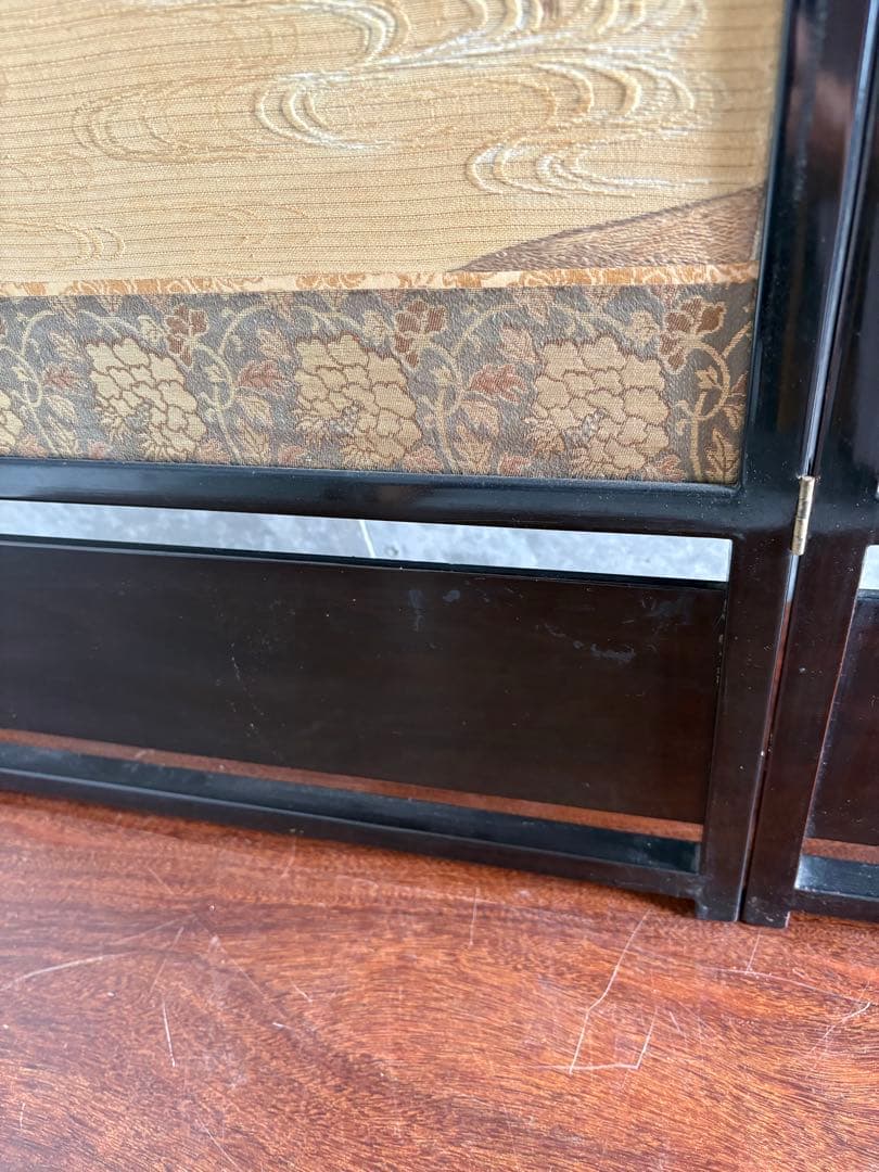 刺繍　屏風間仕切り　パーテーション　菖蒲（あやめ）八つ橋（やつはし）　つばめ