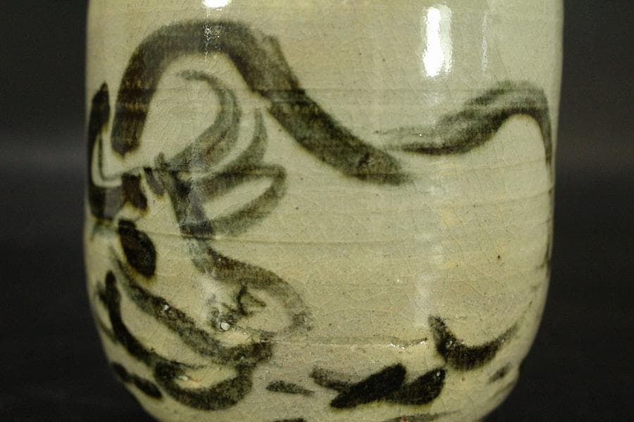 直原玉青筆画 牧牛図 湯呑 筒茶碗 黄檗窯 共箱 美品(メ1273)