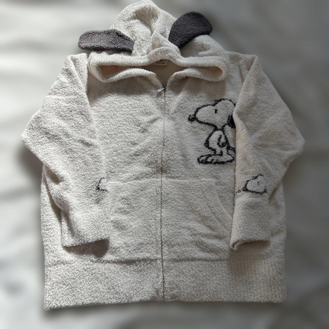 スヌーピー刺繍フード付きルームウェア　ジェラートピケ　フリース