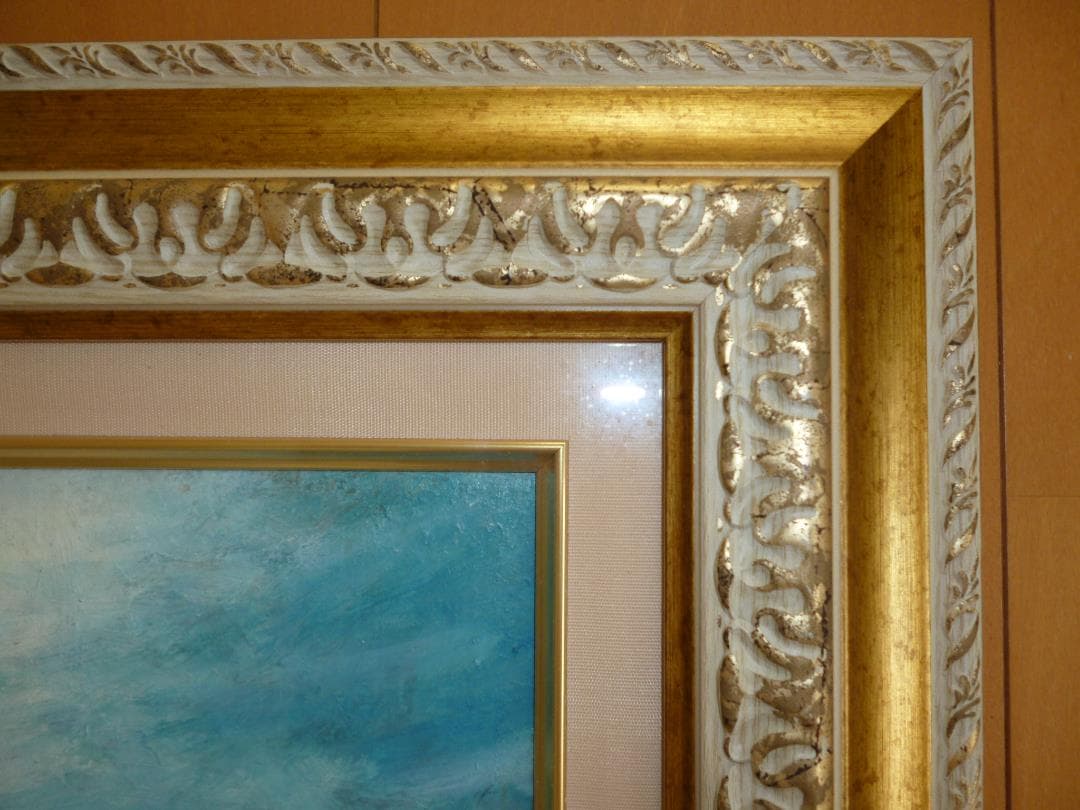 「帆船」油絵　原画（肉筆）F10額付き