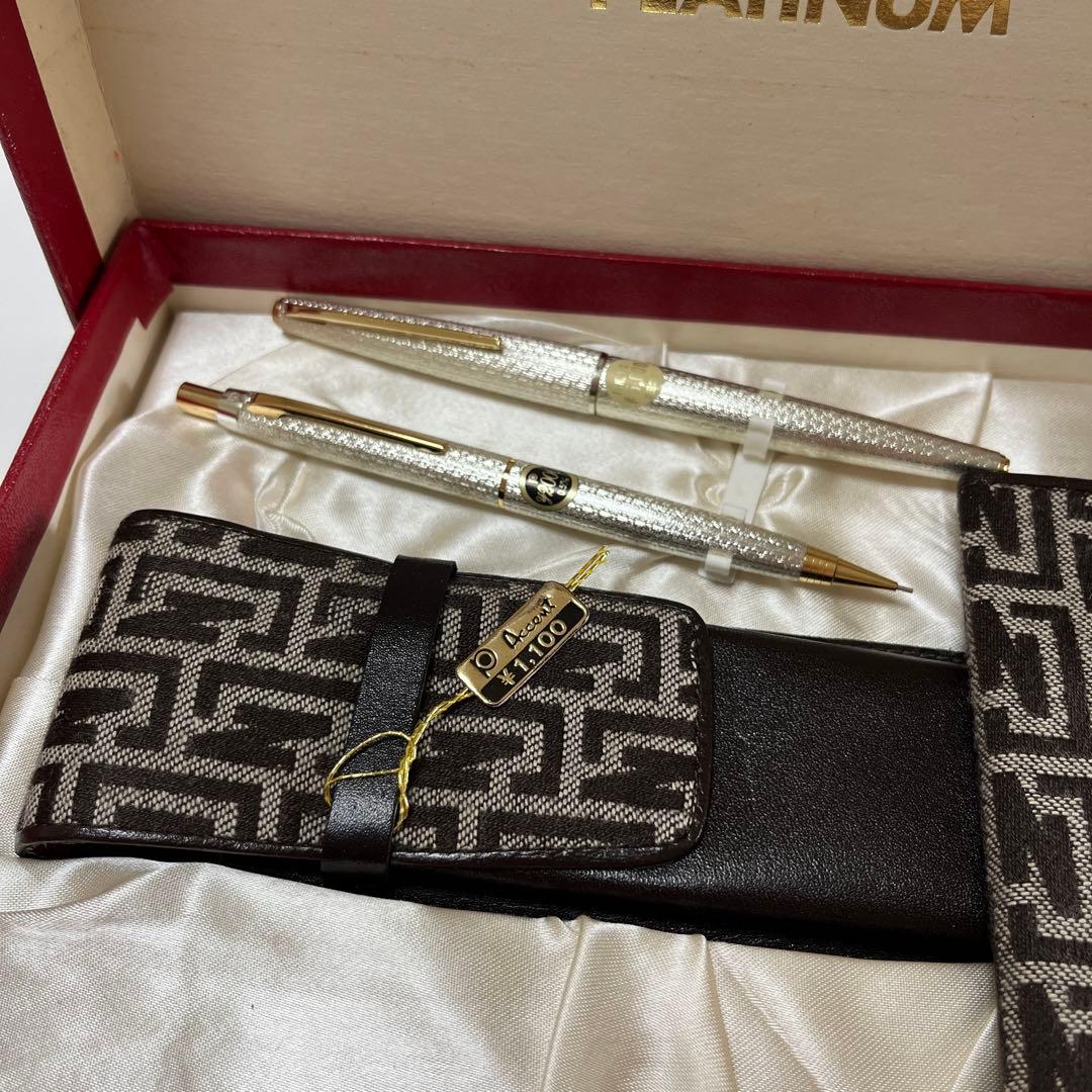 新品 レトロ PLATINUM プラチナ 万年筆 14kWG シャーペン
