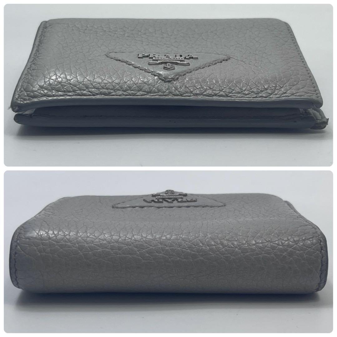 PRADA プラダ ヴィッテロ ダイノ 折りたたみ 財布 グレー 三角ロゴ