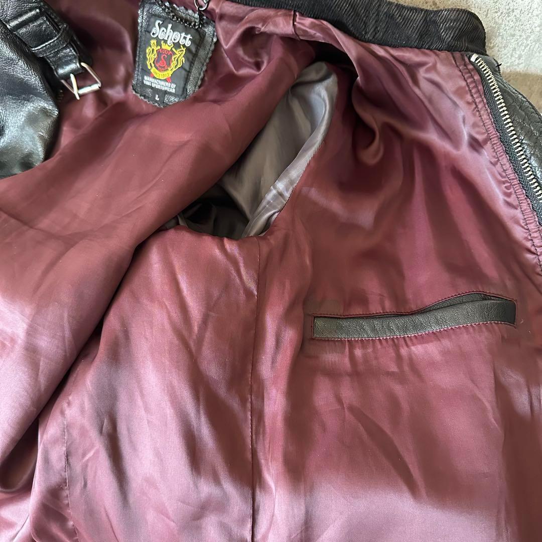 L Schott ライダース シングル やぎ革 ブラック レザージャケット 黒