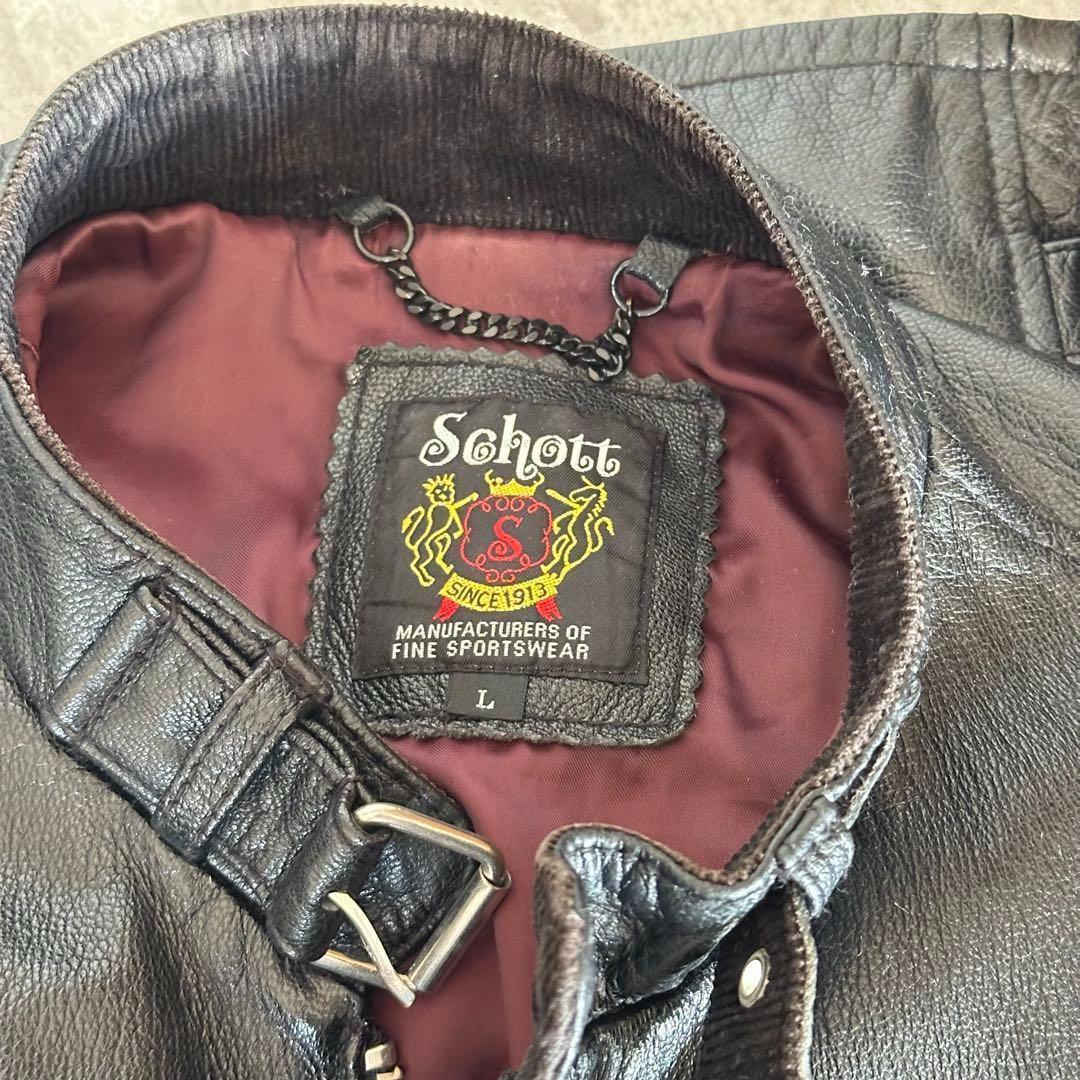 L Schott ライダース シングル やぎ革 ブラック レザージャケット 黒