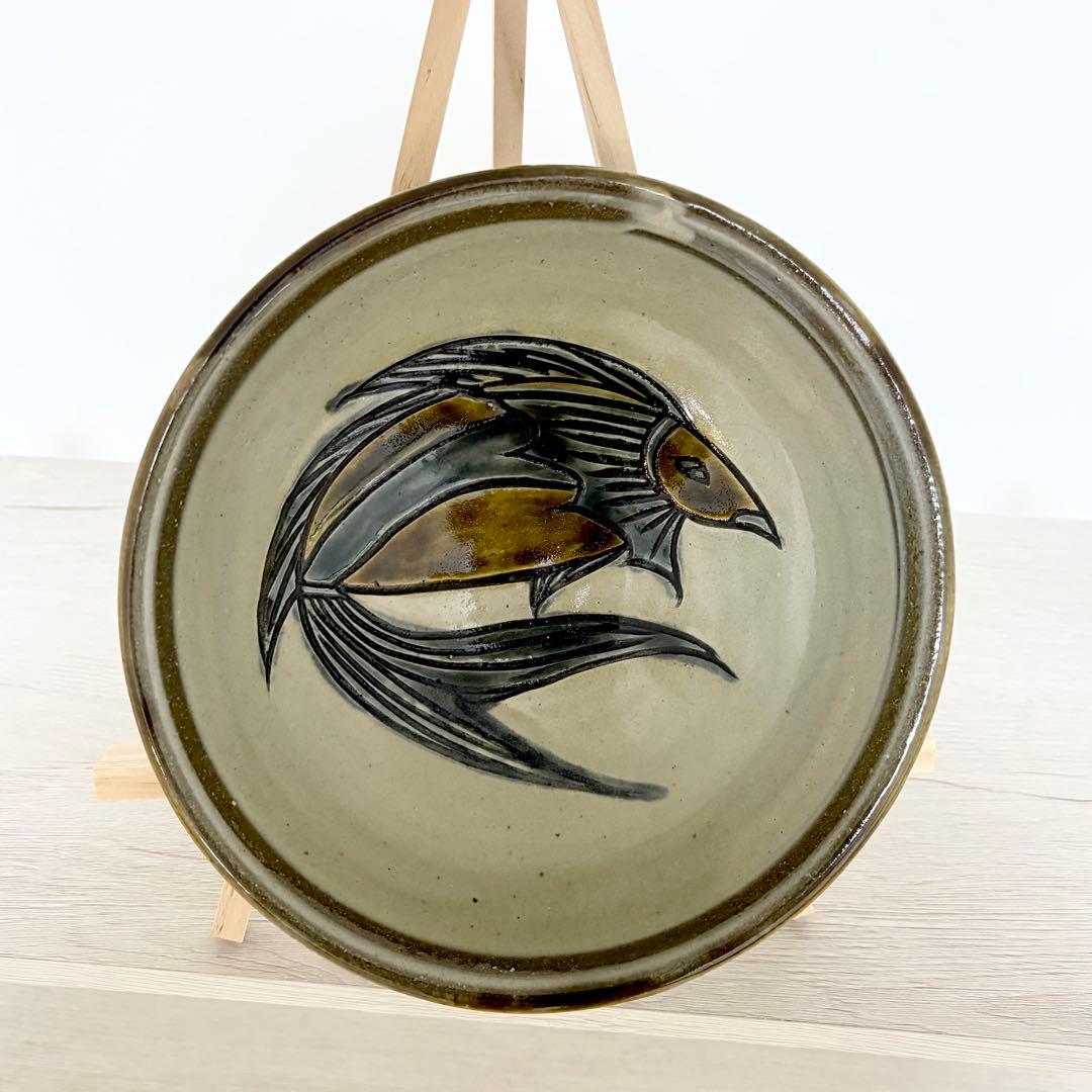 工芸品 Antique Tsuboya-yaki Fish Plate Okinawa