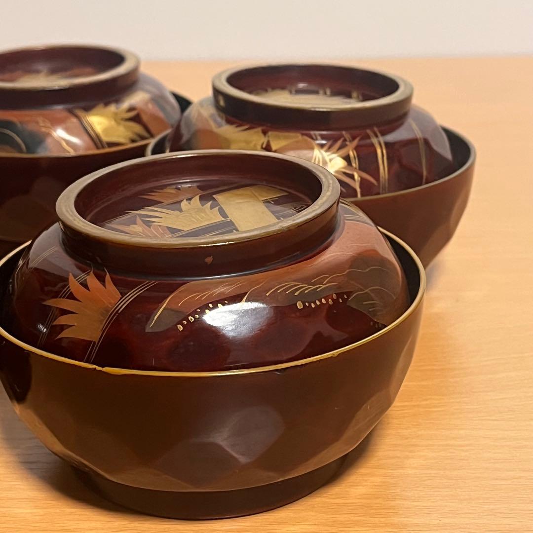 【輪島塗】希少　菖蒲 八橋図 金蒔絵 縁金 溜塗