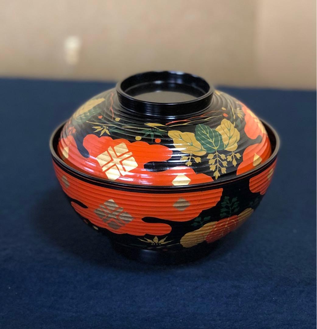 《R》正法寺蒔絵 煮物椀10客 木製漆器 漆匠春象 共布共箱 250916あ1