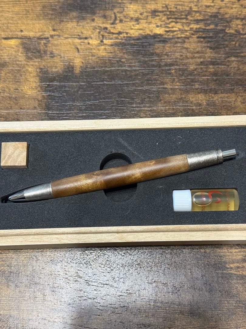 野原工芸　マーブルウッド・斑紋純銀色金具　MP おまけ付き