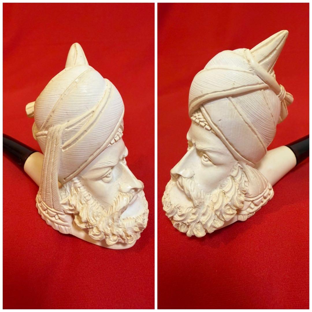 メシャムパイプ ★☆ 海泡石 彫刻 人面 トルコパイプ トルコ 喫煙具 人面彫刻