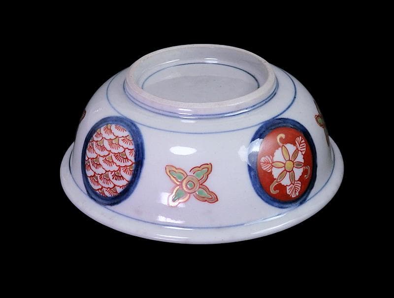 大聖寺伊万里　金襴手　窓絵　花鳥紋の図　春寒鉢　膾皿　C770 AS-fbtx