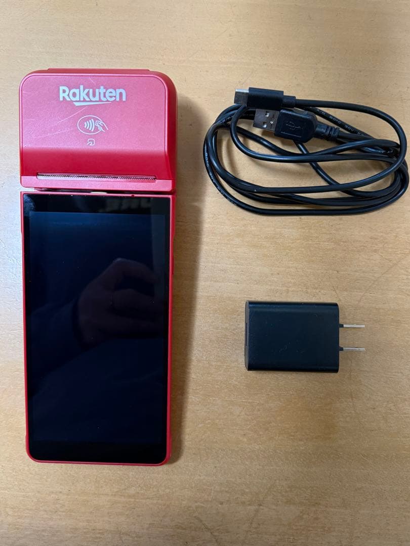 モバイル決済端末　楽天ペイ　ターミナル　感熱紙付き　赤　美品