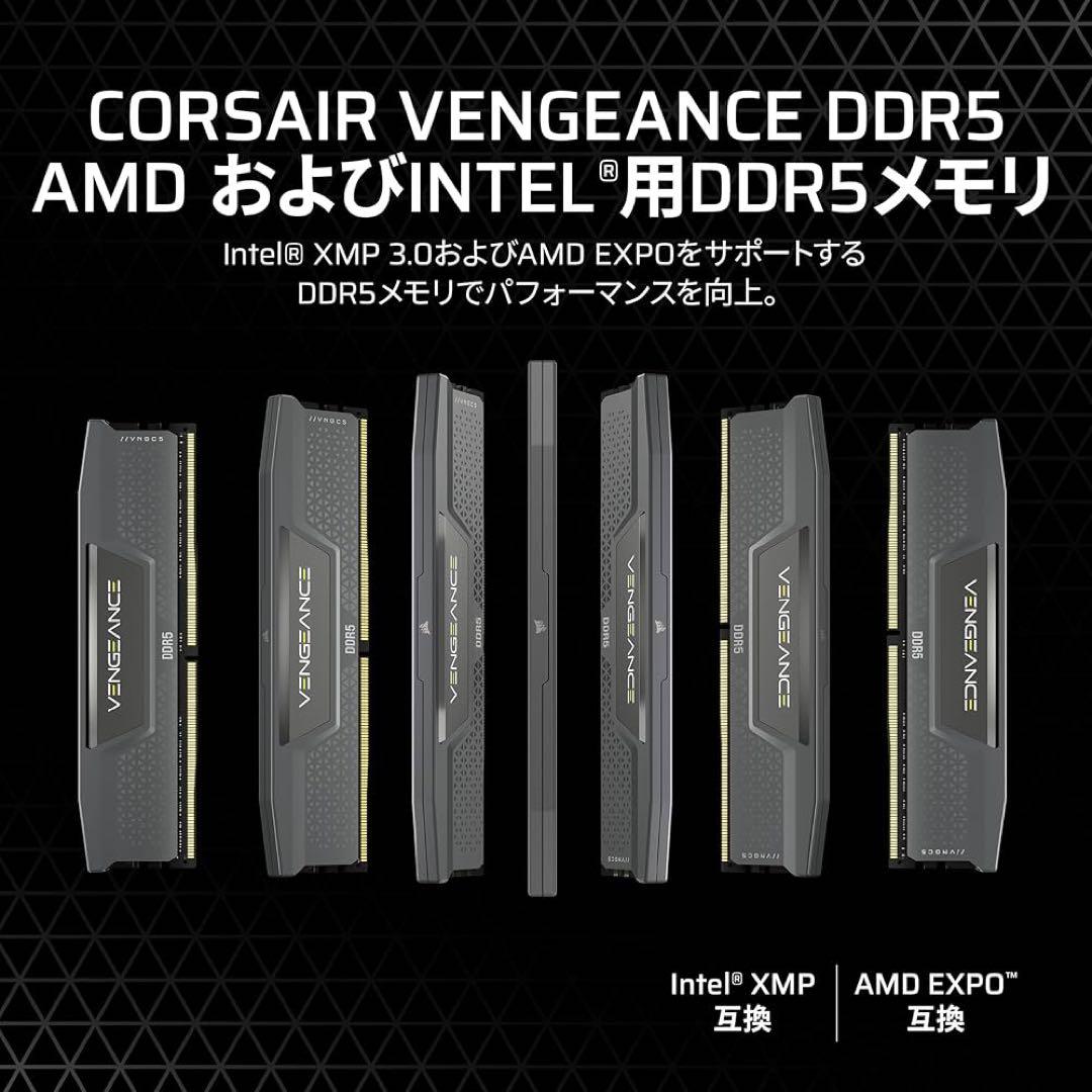 CORSAIR PCメモリ DDR5-6000MHz 32GB ブラック フレー