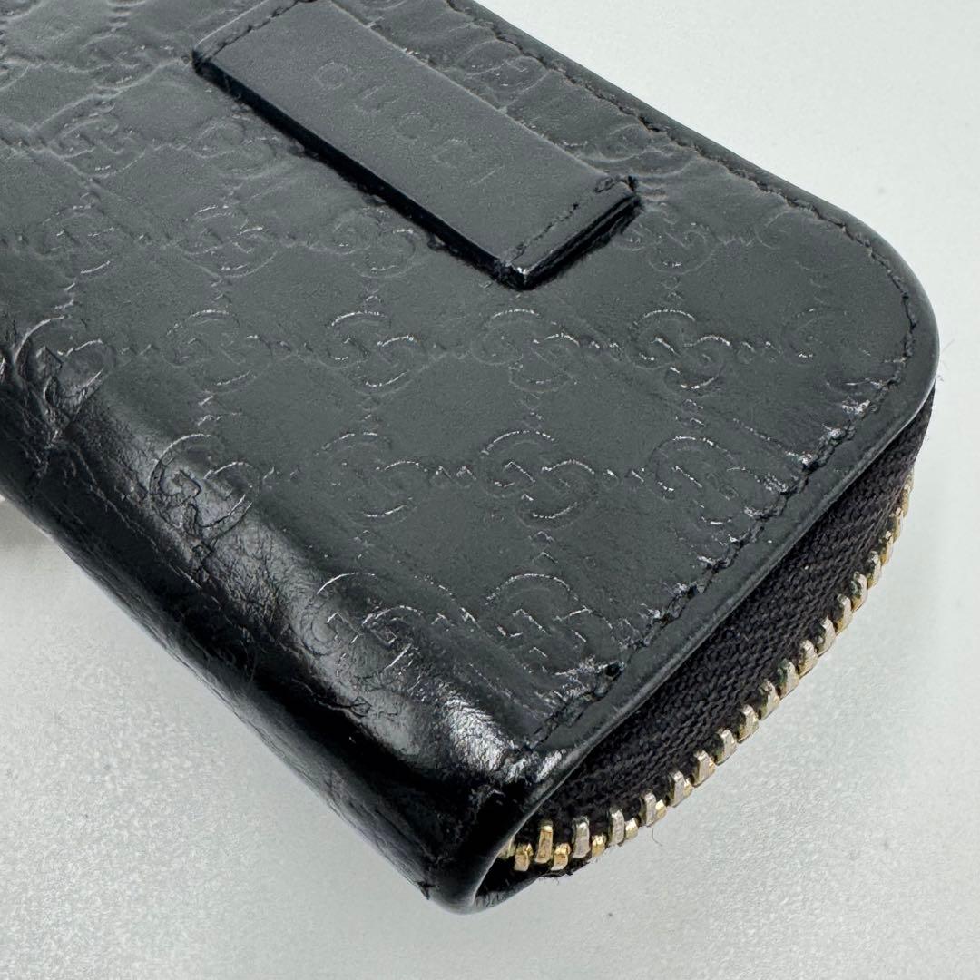 GUCCI グッチ マイクロシマ レザー ラウンドジップ ケース 男女兼用