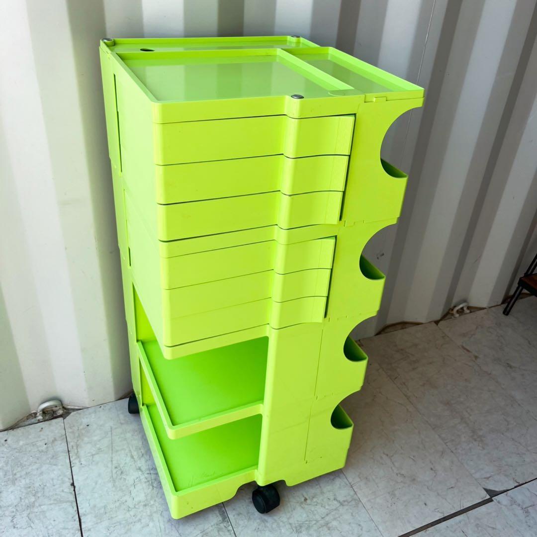 取付無料！B-LINE ボビーワゴン 4段6トレイ ライムグリーンラック✨