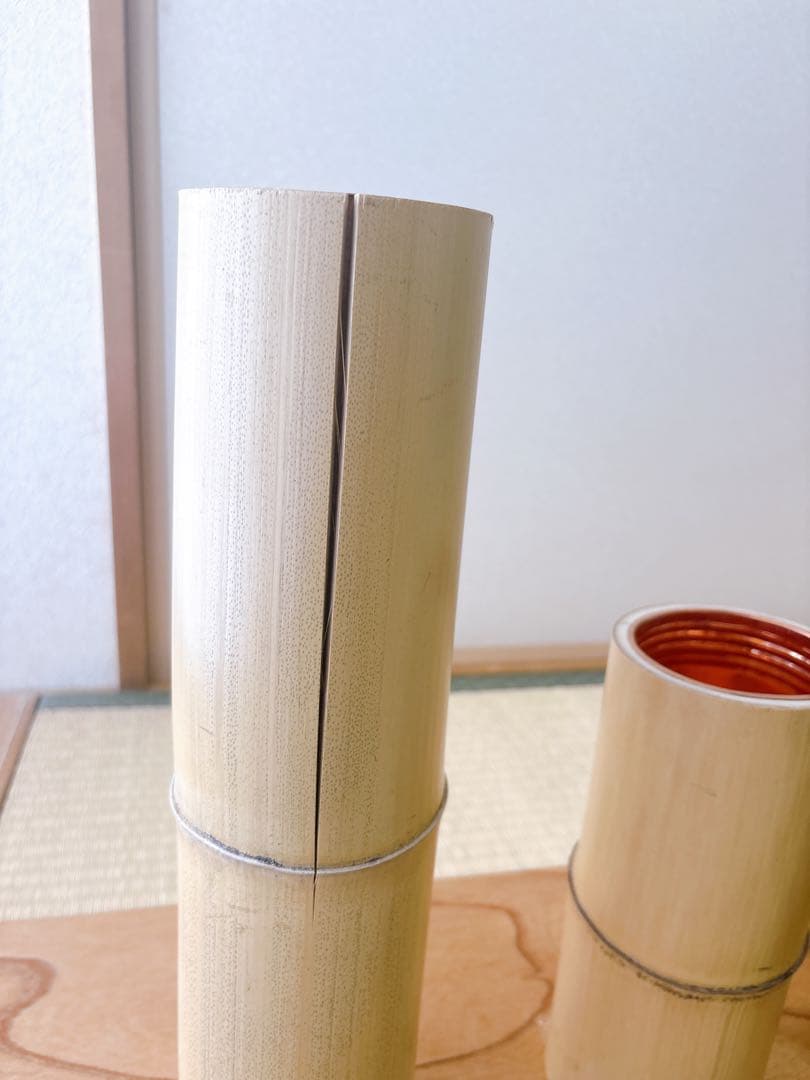 69 美品！短三管筒　3本セット　竹製　華道　生花　格花　花器　水仙