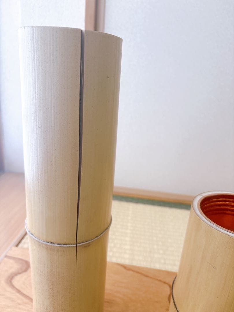 69 美品！短三管筒　3本セット　竹製　華道　生花　格花　花器　水仙