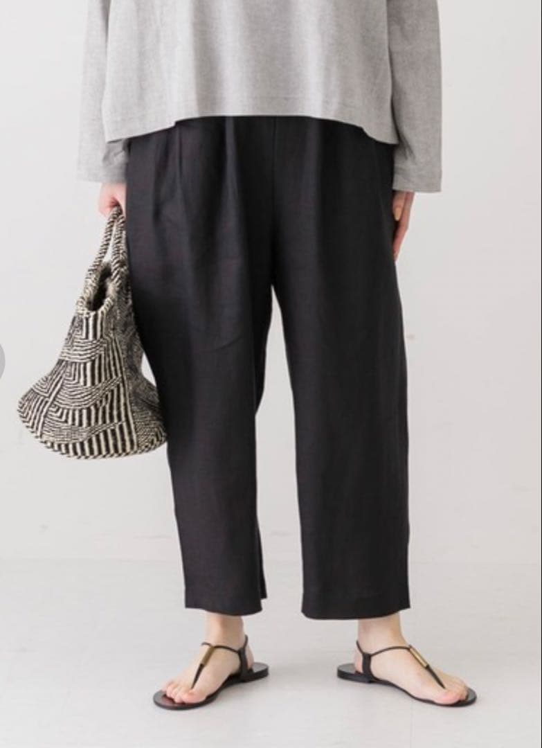 かぐれ　リネンサルエルパンツ　黒