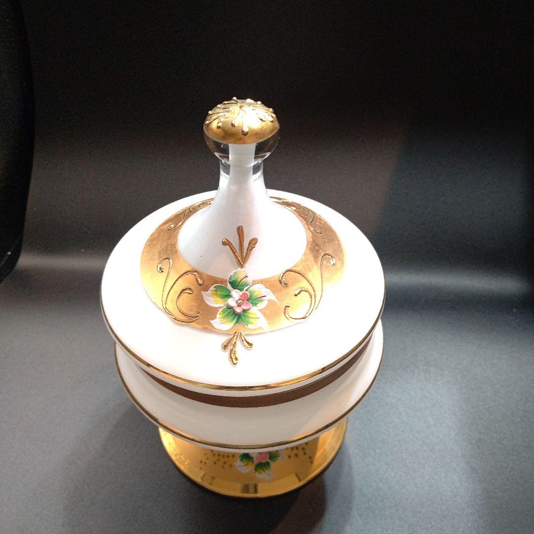 muranoヴェネチアンガラス18K装飾キャンディポット美品ハンドペイント